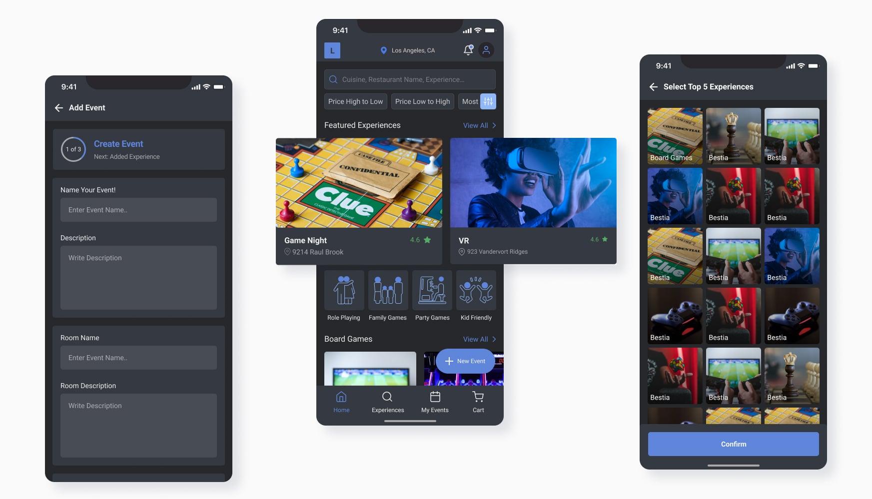 Dark theme UI example